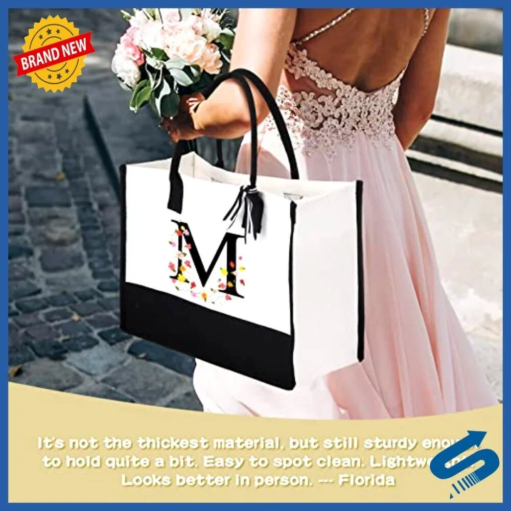 Canvas Tote Bags Personalized Classic Retro Beach Wedding Gift Set